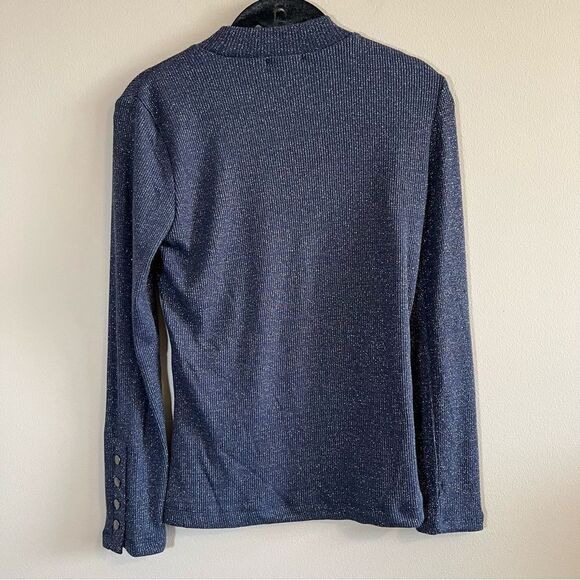 ✨ Violets & Roses Blue Metallic Night Sky Long Sleeve Top XS NWT - Picture 8 of 10